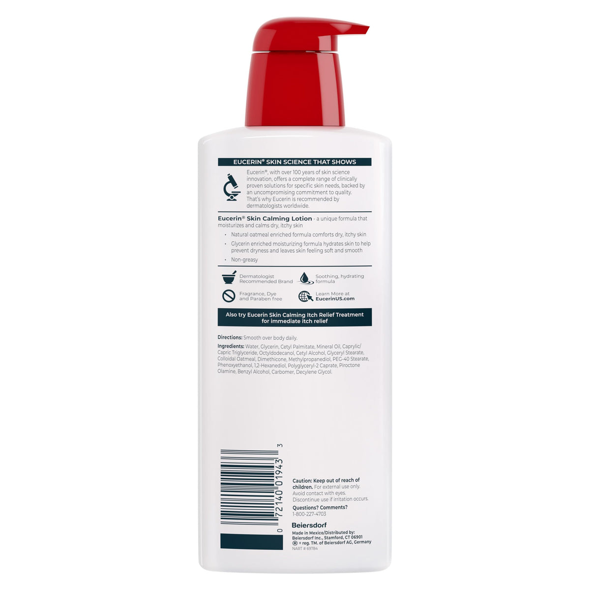 Eucerin bottle on bathroom shelf in lifestyle setting encouraging daily use