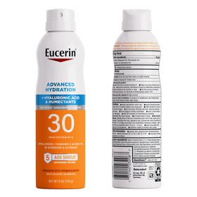 Eucerin bottle in a beach bag to highlight everyday outdoor and active use