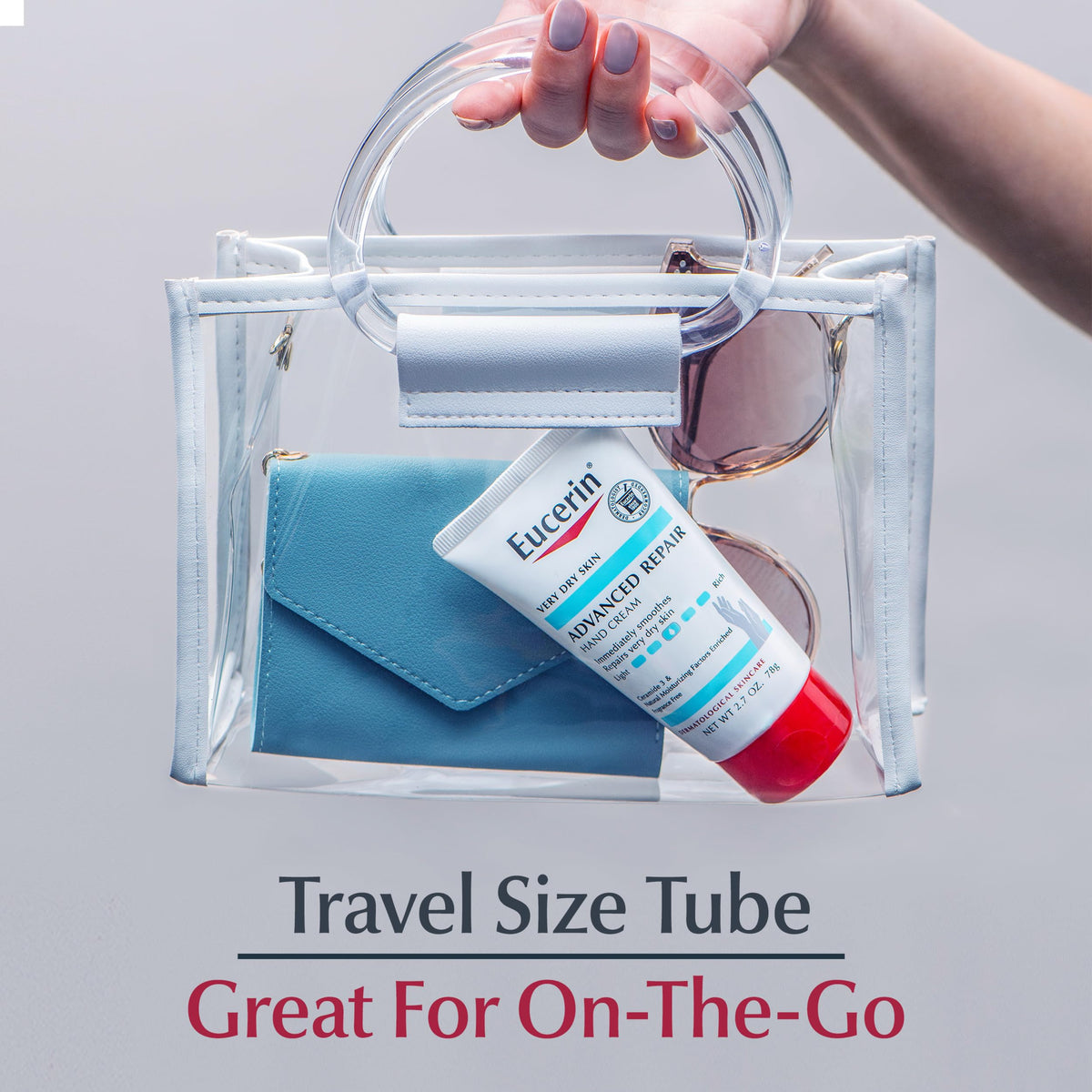 Eucerin hands in winter setting, protects against seasonal dryness benefit