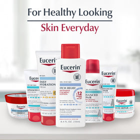 Eucerin applying lotion to forearm showing immediate soothing benefit