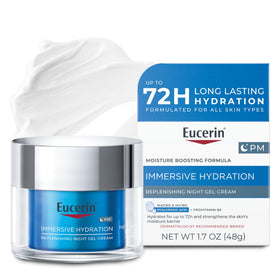 Eucerin night gel jar front showing clean packaging and hydration benefit