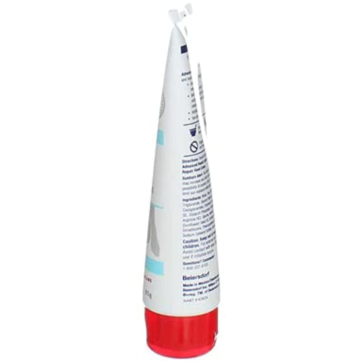 Eucerin packaging dimensions and back label highlighting product details benefit