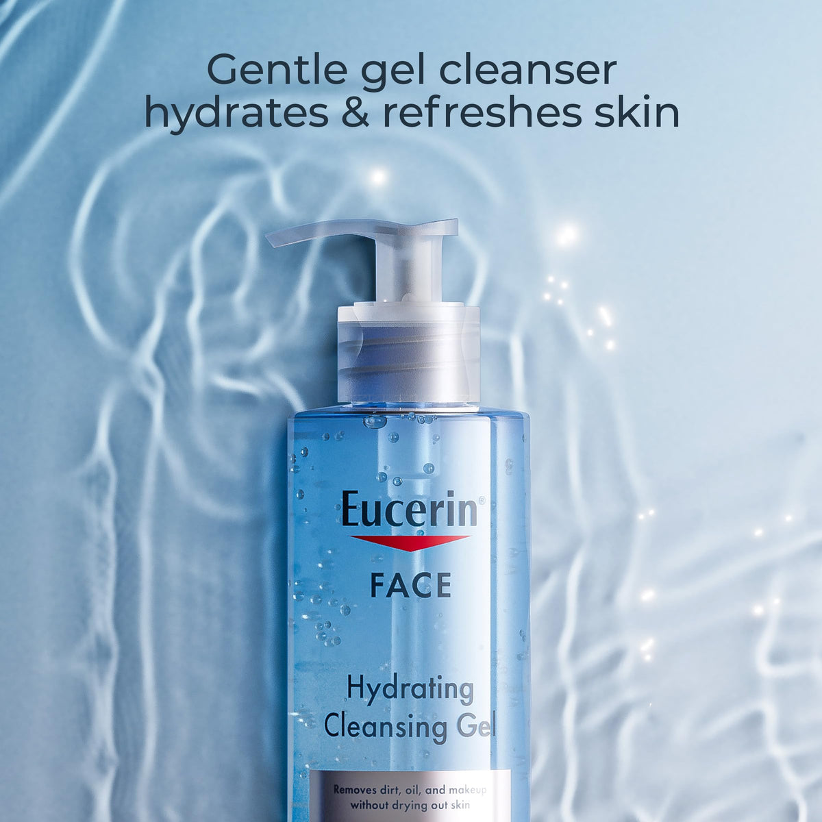 Eucerin pump dispenser closeup for easy dosing and mess-free use