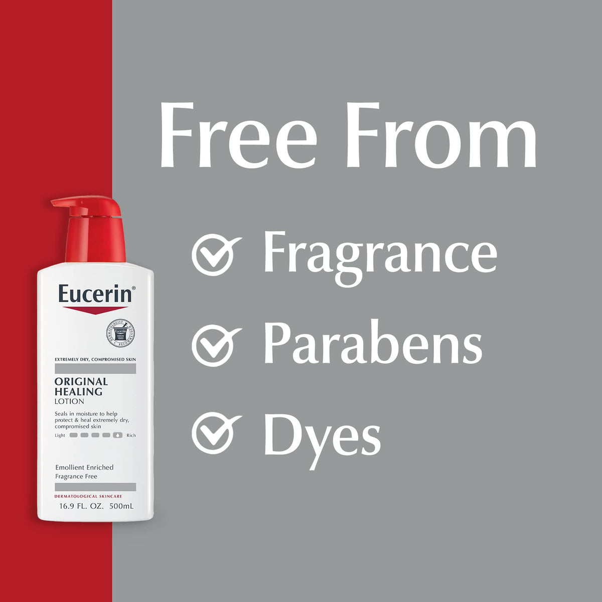 Eucerin pump dispensing lotion demonstrating simple application