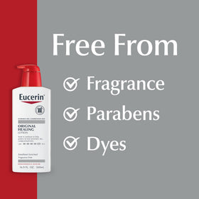 Eucerin pump dispensing lotion demonstrating simple application