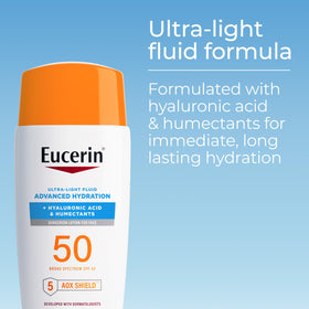 Eucerin pump top and clear label for easy dispensing