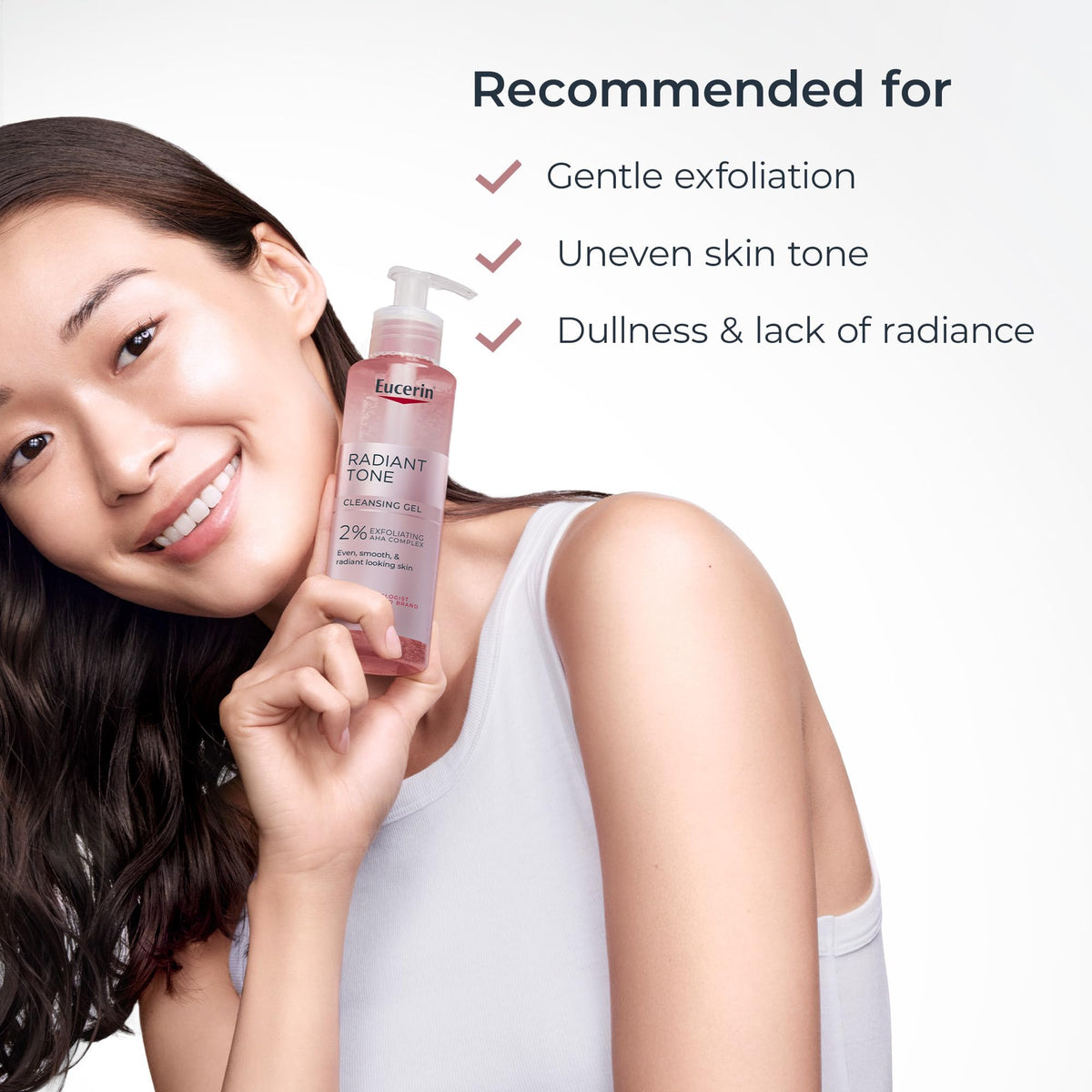 Eucerin radiant tone before and after concept illustrating improved surface texture