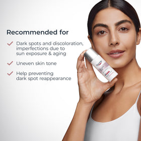 Illustrative before and after tone improvement suggesting reduced dark spots