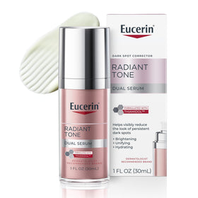 Eucerin front bottle shot showing sleek packaging and visible product benefit