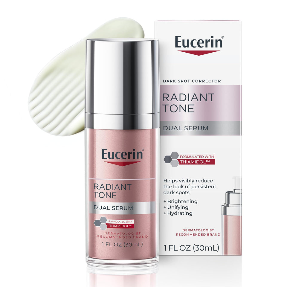 Eucerin front bottle shot showing sleek packaging and visible product benefit