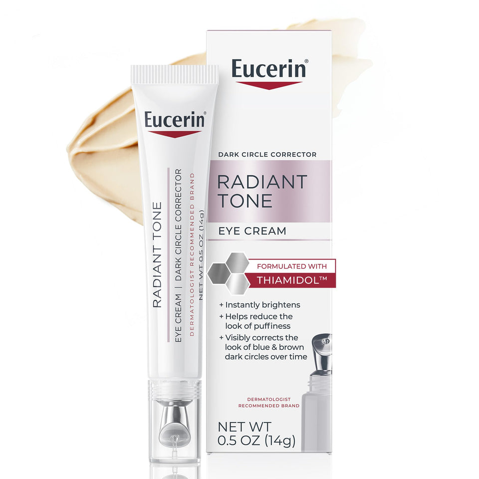 Eucerin tube front view showing product packaging and key benefits