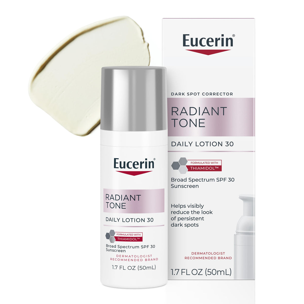 Eucerin bottle front view showing compact design and SPF 30 benefit
