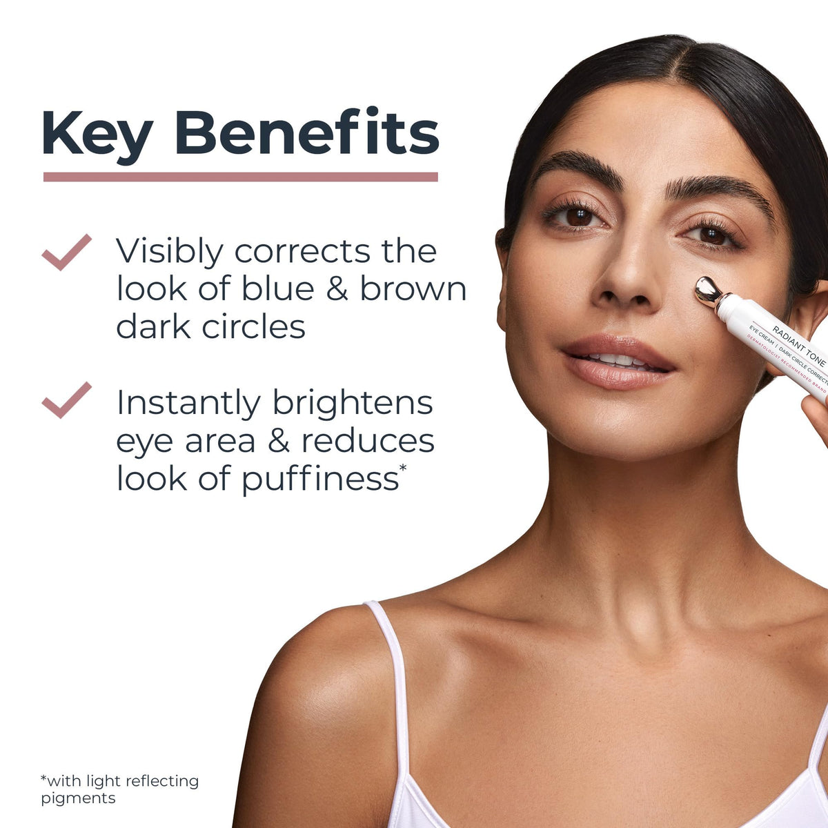 Close-up of Eucerin metal applicator cooling effect during application