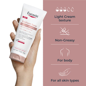 Eucerin cream being applied to arm demonstrating targeted dark spot treatment