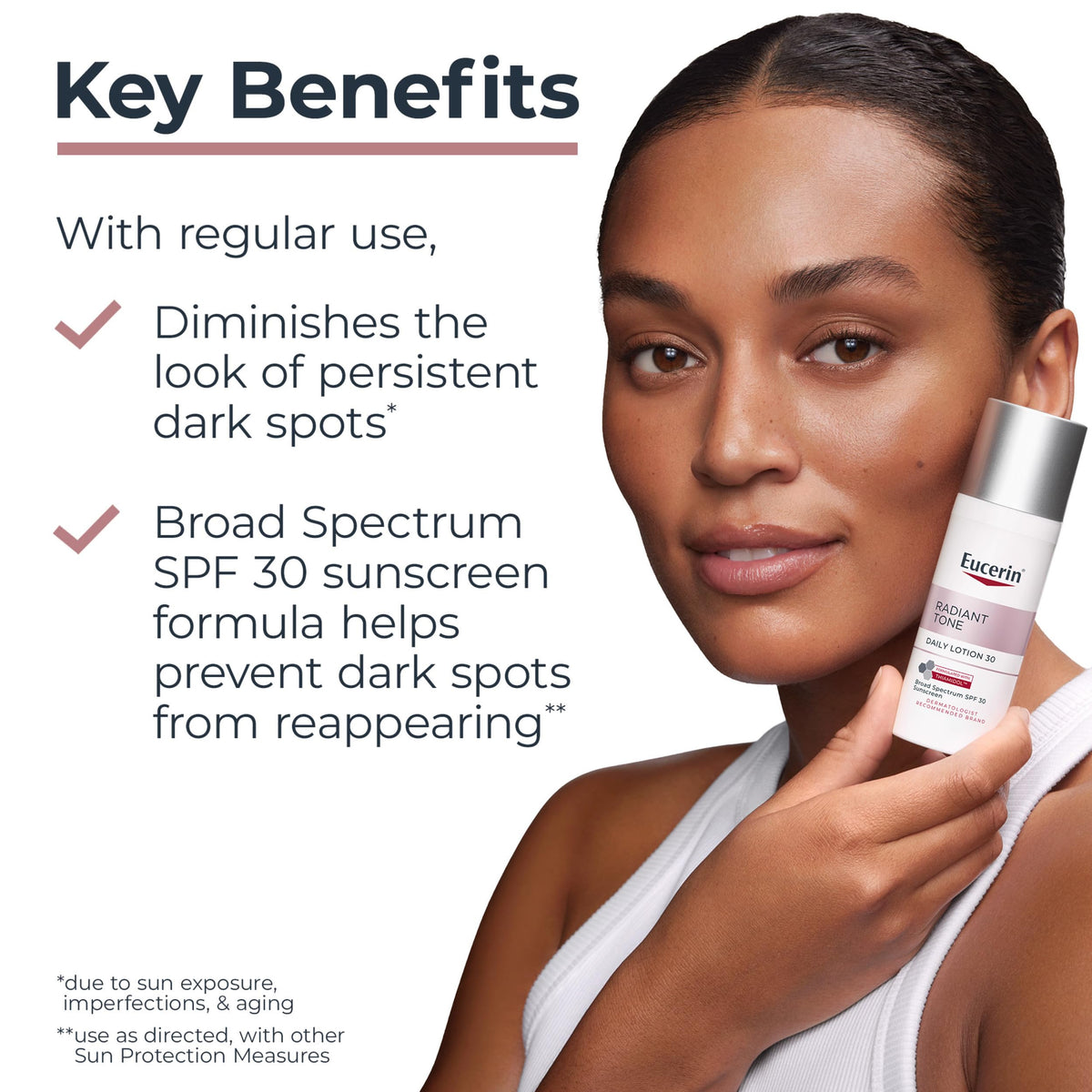 Eucerin pump close-up highlighting ease of dispensing and hygiene