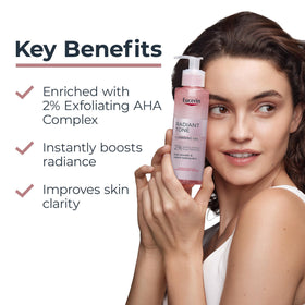 Eucerin radiant tone pump dispensing gel demonstrating easy controlled use