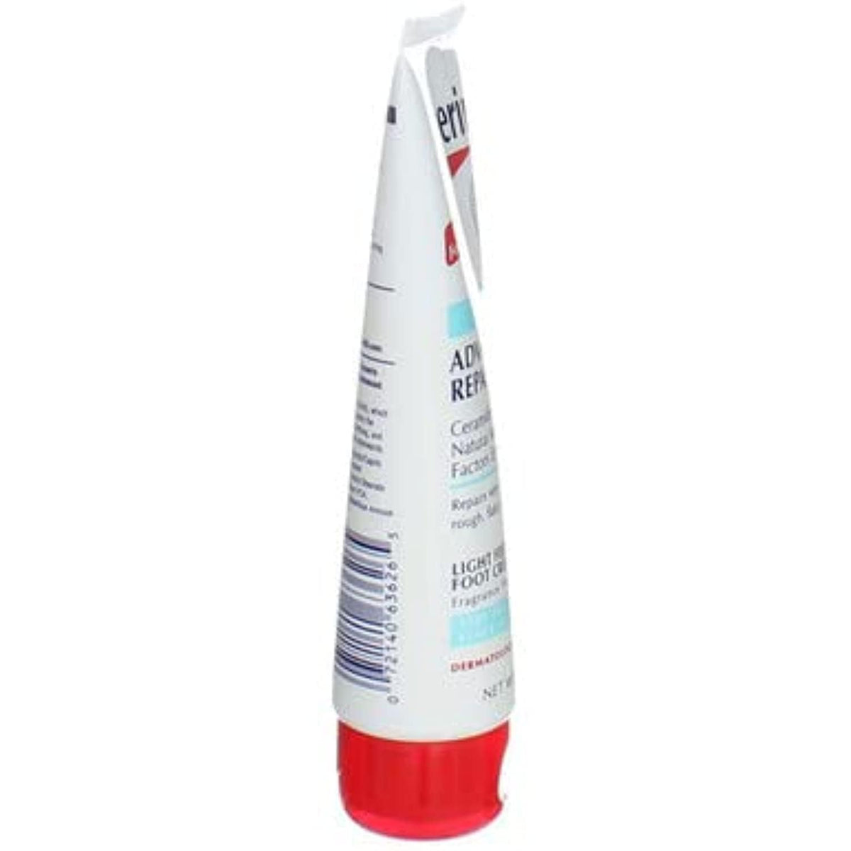 Eucerin size scale with hand holding tube to show 3 oz portable convenience