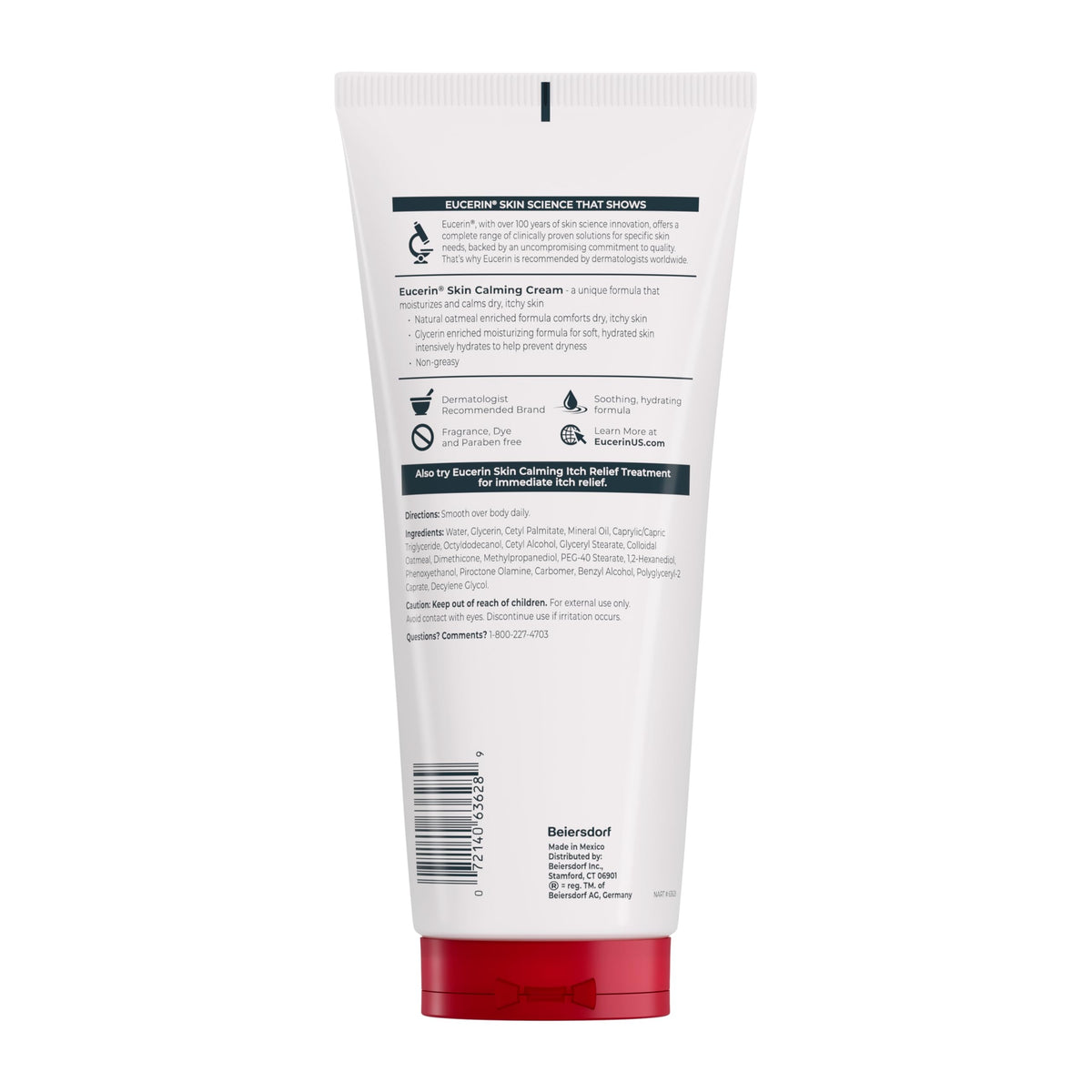 Eucerin tube on bathroom shelf portraying everyday routine benefit