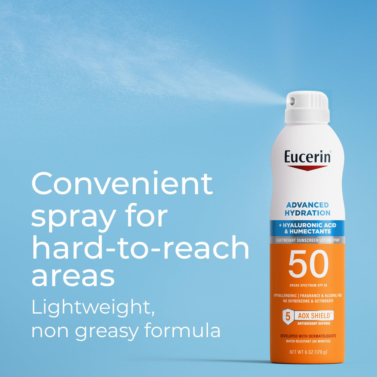 Eucerin clear-drying finish on arm showing invisible protection and hydrated look