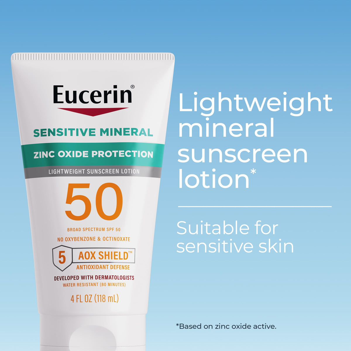 Eucerin lotion texture close-up highlighting lightweight spreadability and invisible finish