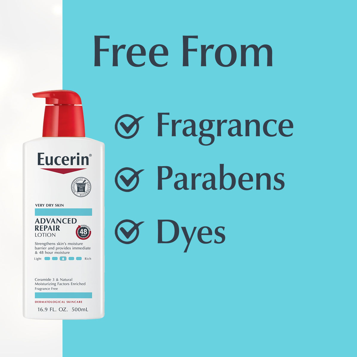 Eucerin cleanser texture swatch illustrating mild, non-foaming gel