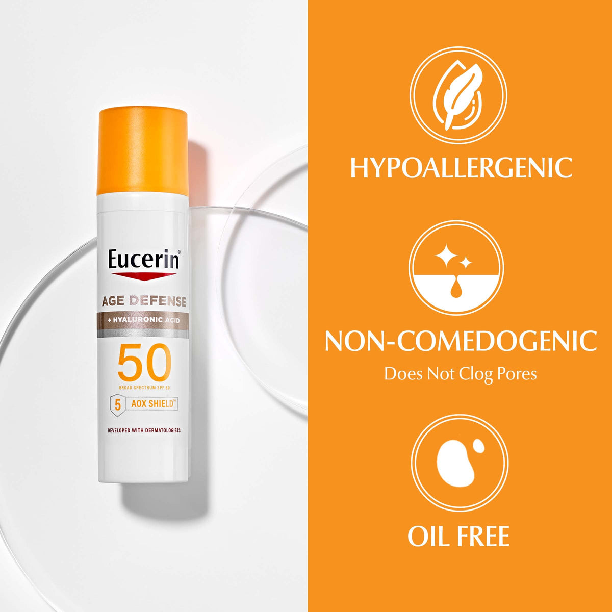 Close-up of face lotion texture emphasizing lightweight, non-greasy finish