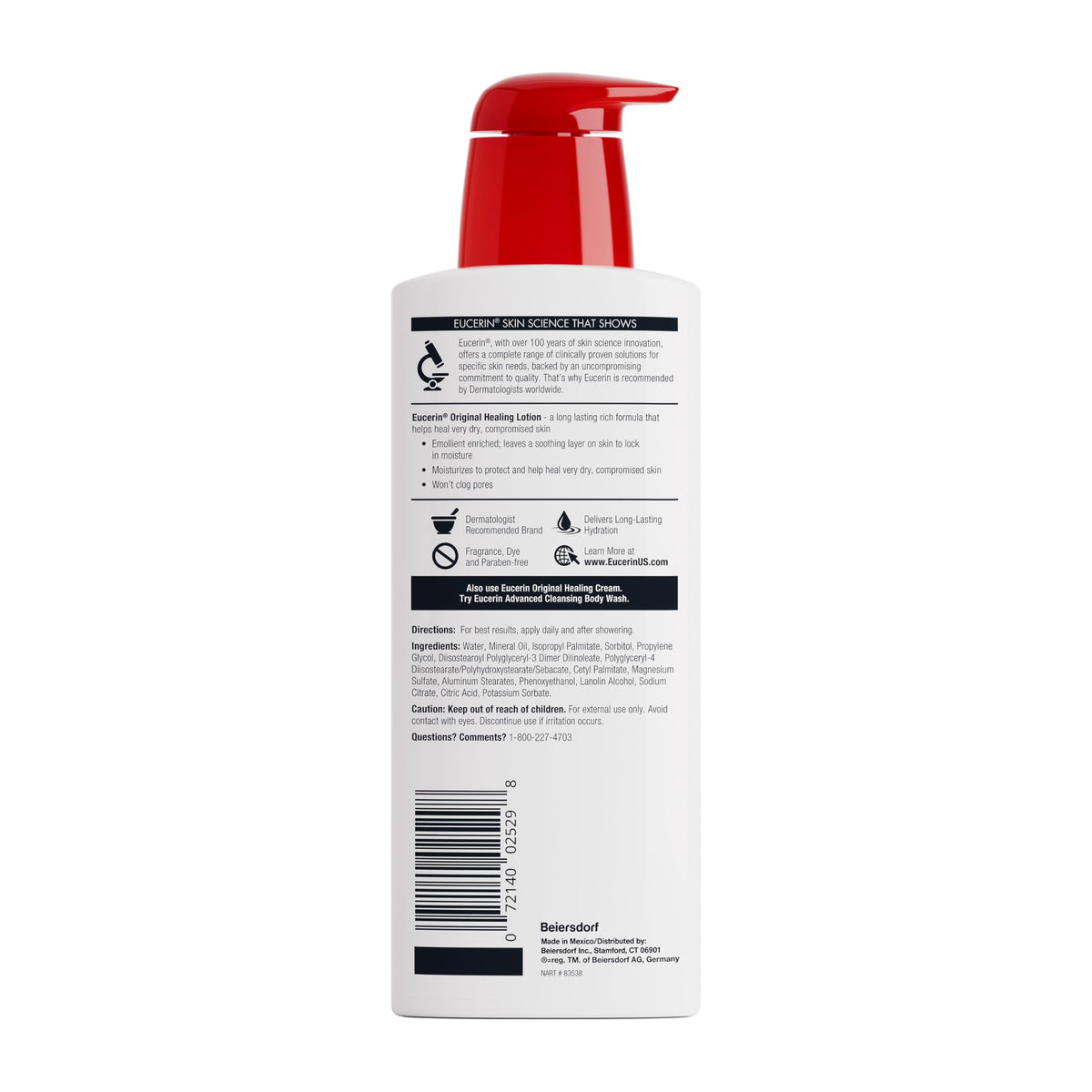Eucerin creamy lotion texture on hand for intense hydration