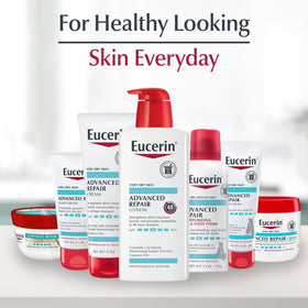 Eucerin lotion texture swipe demonstrating fast-absorbing hydration