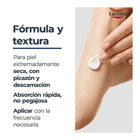 Eucerin bottle beside a hand for scale, showing the 400ml generous size