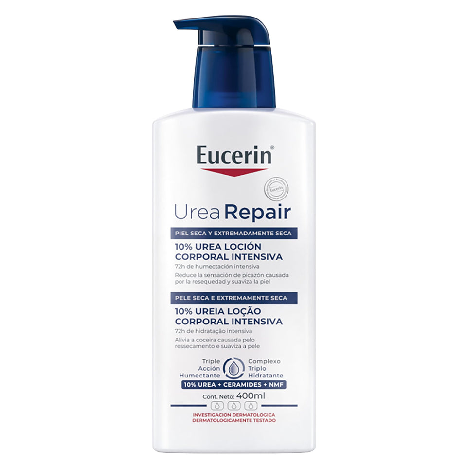 Eucerin front packaging showing 400ml lotion for easy identification and storage