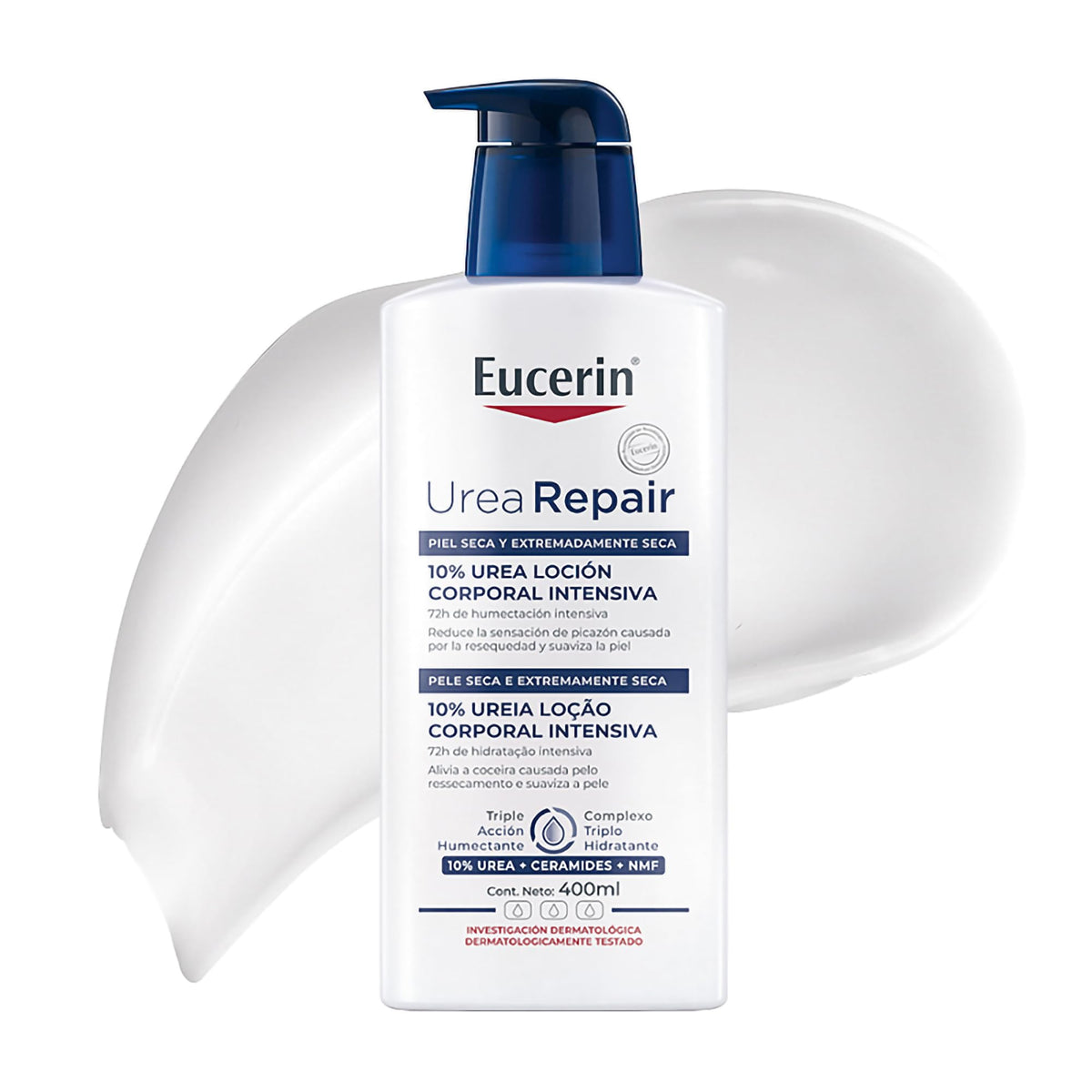 Eucerin pump dispenser detail ensuring controlled, hygienic product dispensing
