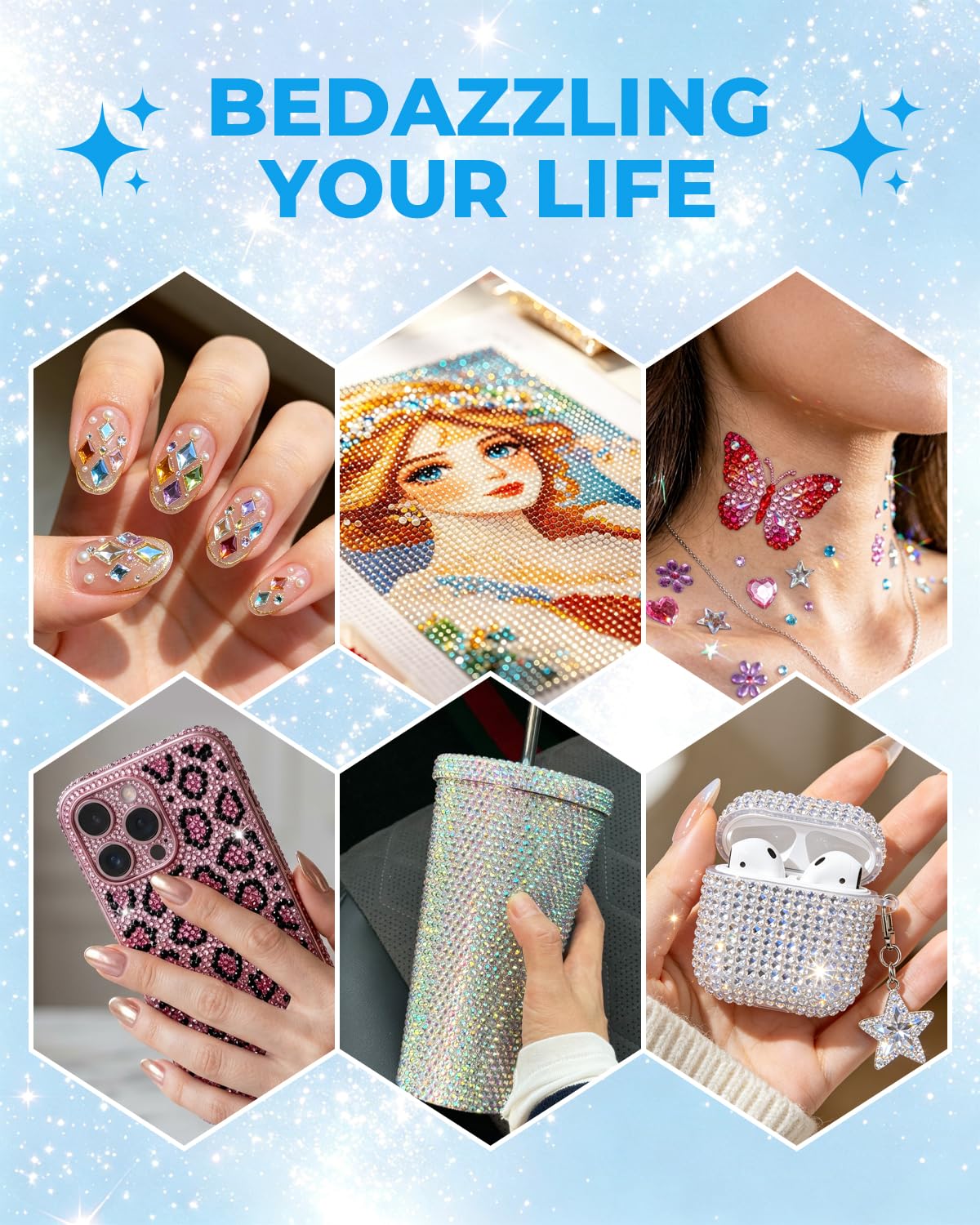 Eudaicful tool picking rhinestone on nail for faster accurate placement