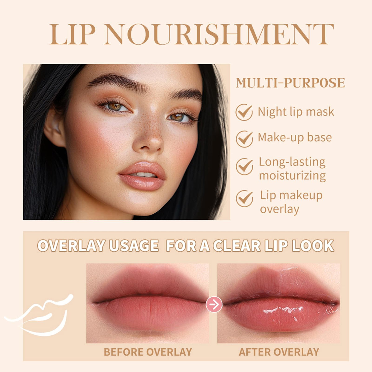 Eudivine lip gloss applied on lips demonstrating natural gloss and softness