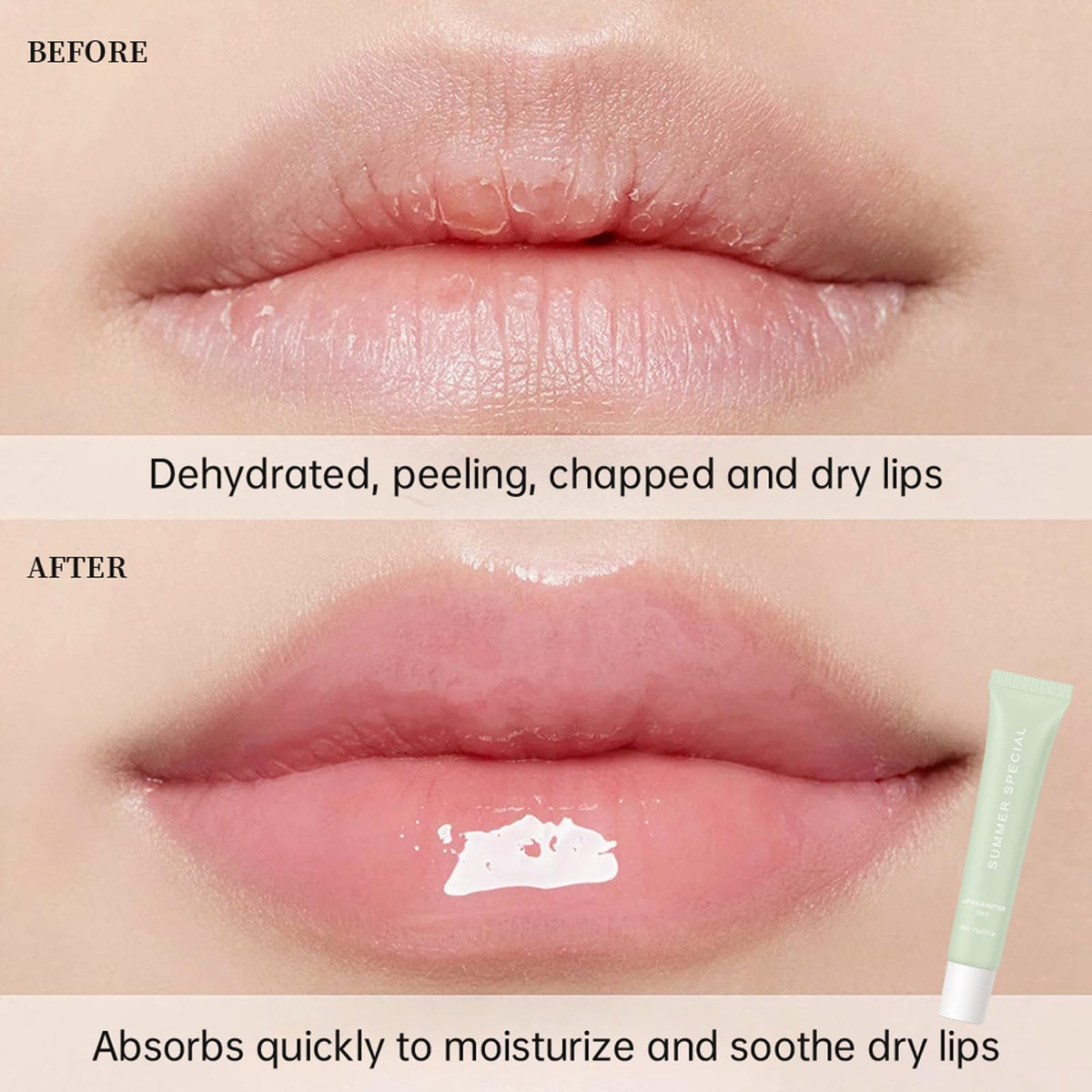 Eudivine cake lip butter showing subtle shimmer and glossy finish