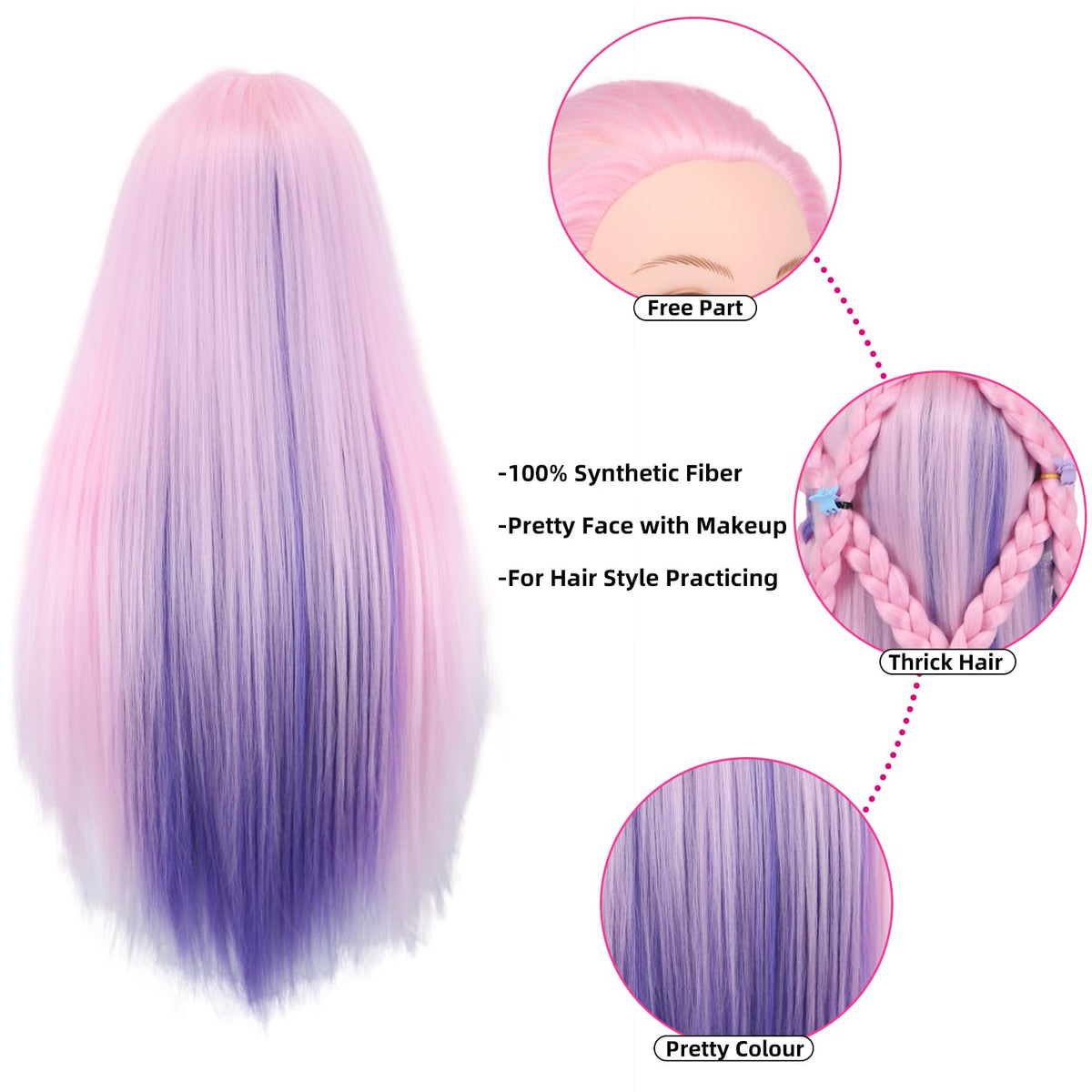 Eumos synthetic hair texture close-up showing smooth strands for combing
