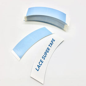 Eumos tape applied to lace front hairpiece demonstrating secure hold