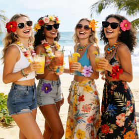 Eunhdet hair clip worn at the beach showing tropical style benefit