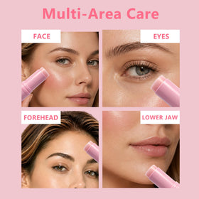 Euralissea applying balm under eye to reduce dryness and brighten area