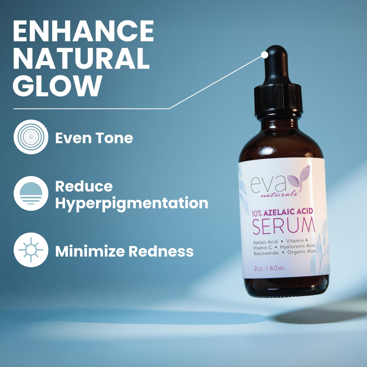 Eva Naturals dropper dispensing serum highlighting controlled application and lightweight feel