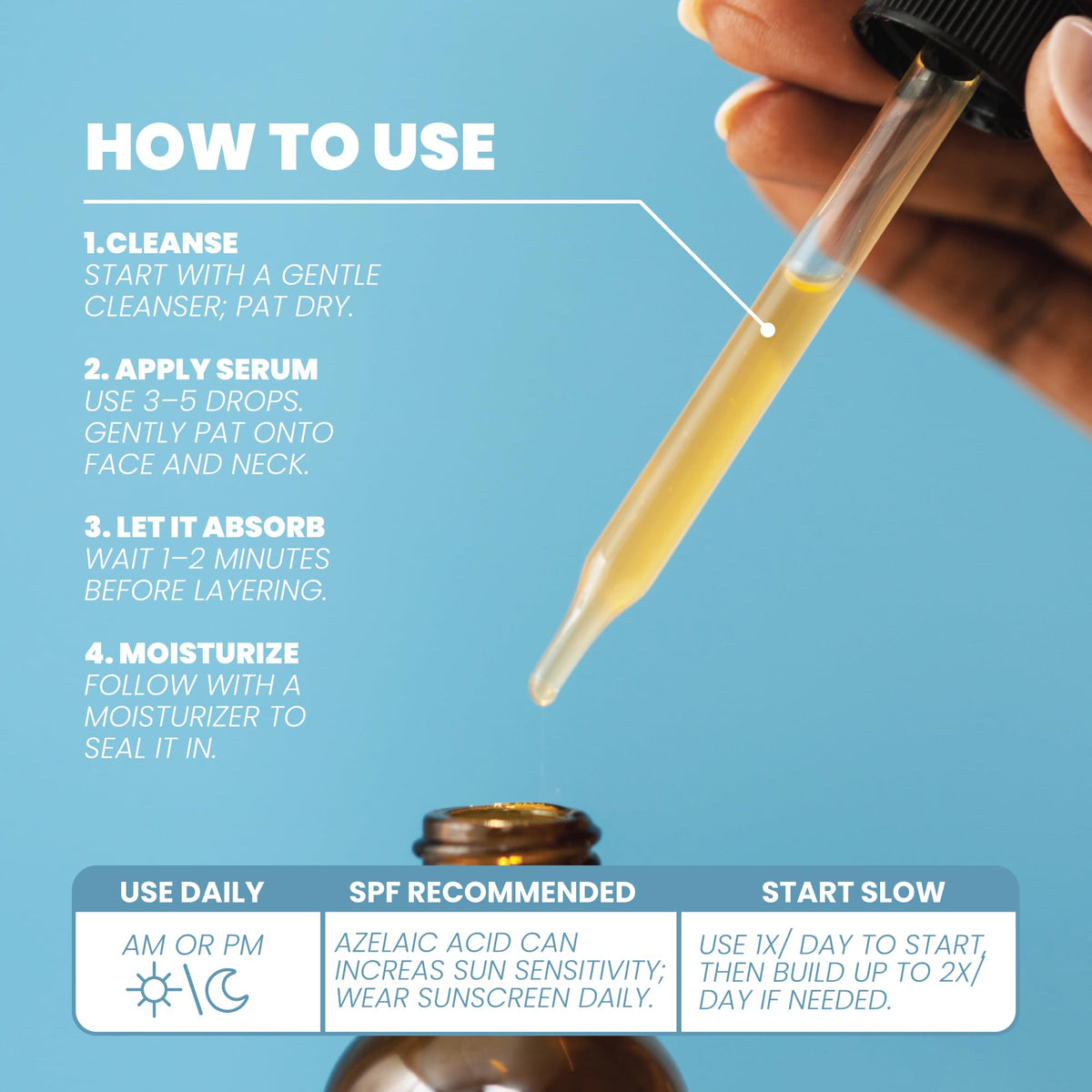 Close-up texture of Eva Naturals serum showing smooth consistency for easy layering