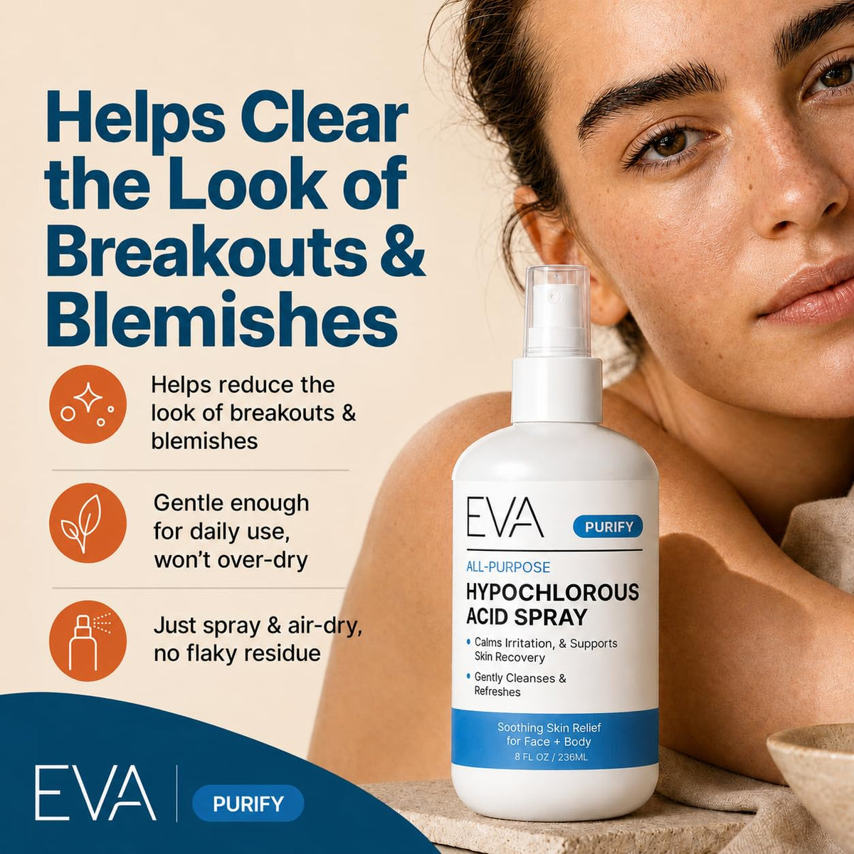 Eva Naturals application on shoulder and arm for body refresh benefit