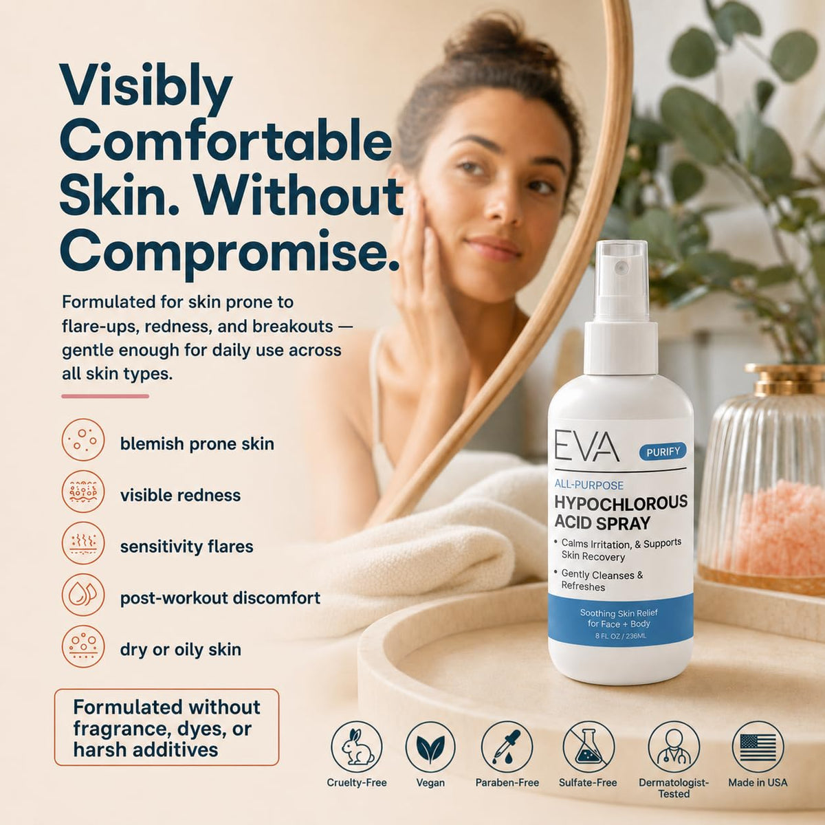 Eva Naturals label detail showing ingredients and cosmetic notification