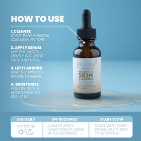 Eva Naturals bottle beside sunscreen indicating daytime routine compatibility