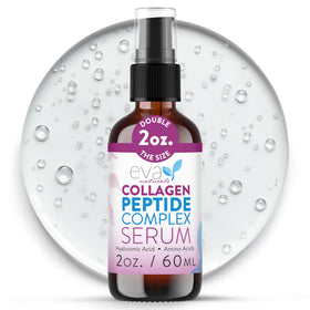 Eva Naturals front packaging showing collagen serum bottle and clear benefit