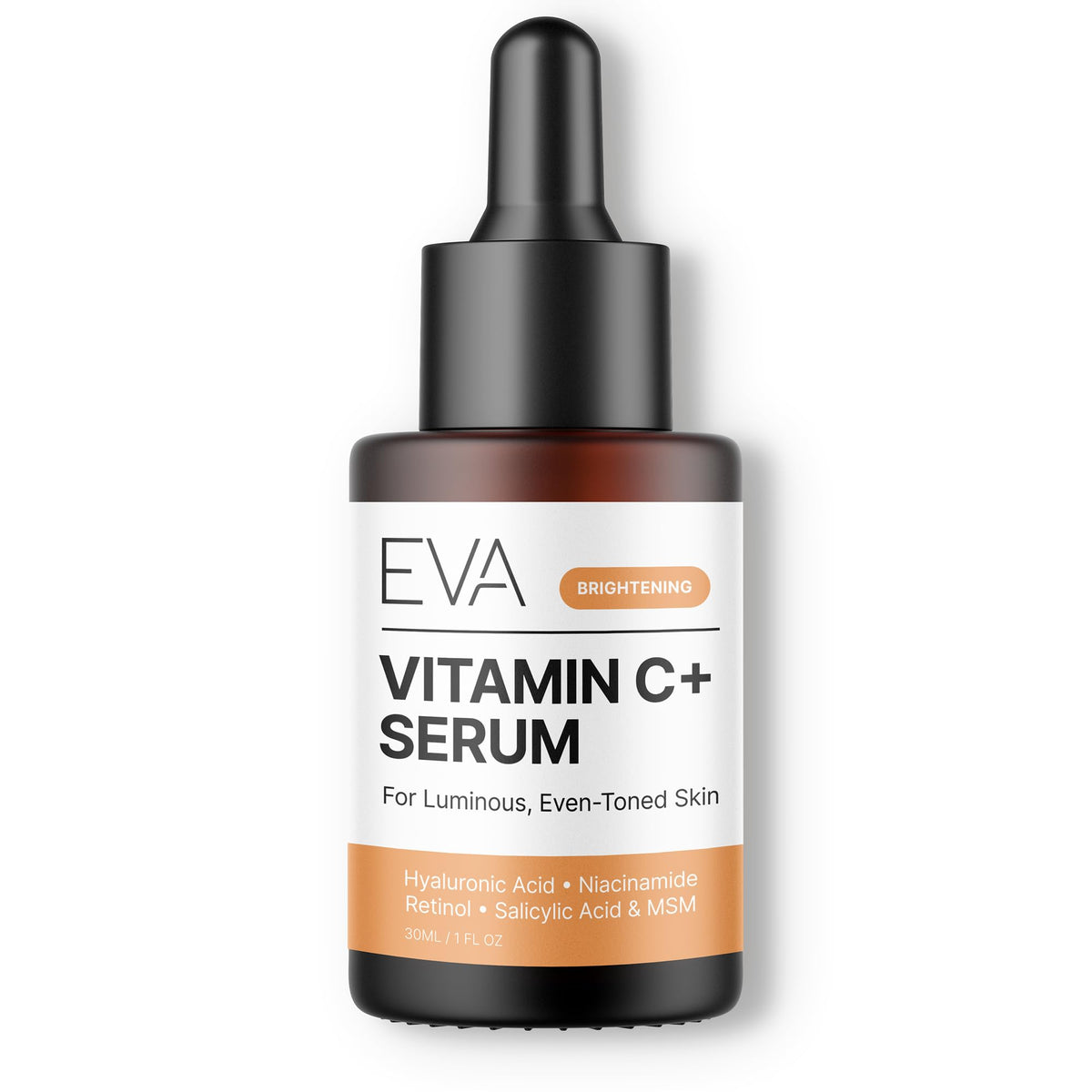 Eva Naturals front packaging of vitamin C serum showing product benefits