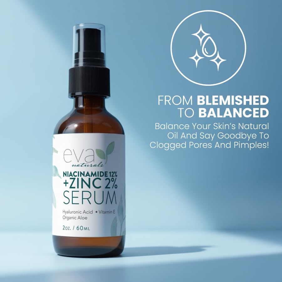 Lifestyle bathroom scene with Eva Naturals serum in daily morning skincare setup