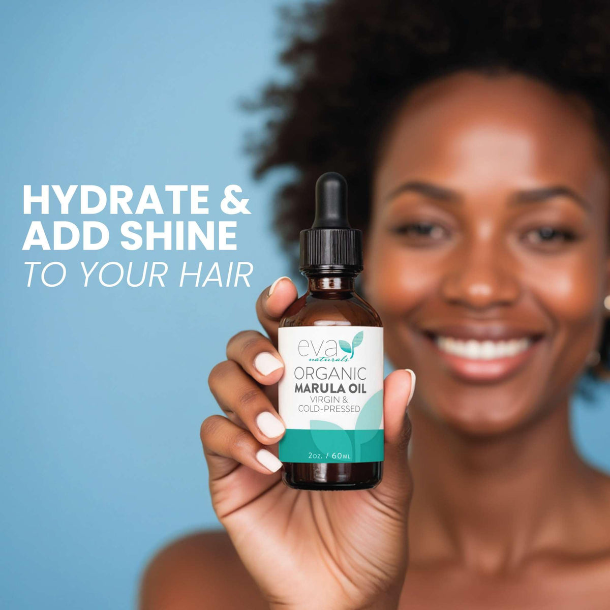 Eva Naturals oil poured into hand demonstrating quick-absorbing hydration