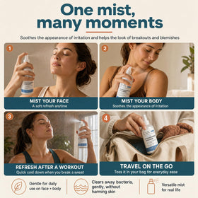 Eva Naturals bottle beside phone showing scale and everyday portability