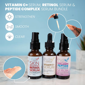 Eva Naturals Vitamin C+ bottle close-up highlighting brightening action