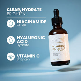 Eva Naturals serum pipette dispensing a drop for precise, mess-free use
